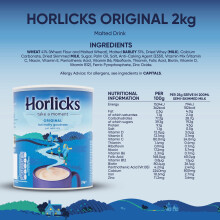 Horlicks Original Malted Milk 2kg Pack of 1 Just add milk The Origina