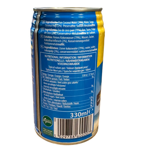 Tropical Sun Coconut Water with bits 330 ml pack of 12 1