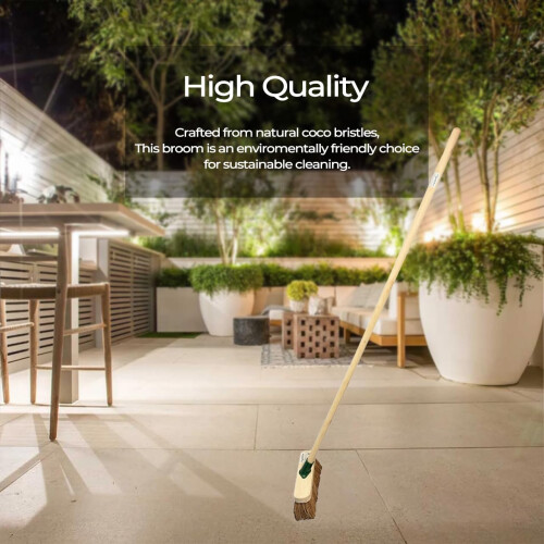 12 inch Natural Soft Coco Sweeping Broom with Wooden Handle Soft Brist 1