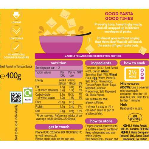 Heinz Heinz Beef Ravioli 6 x 400g 1