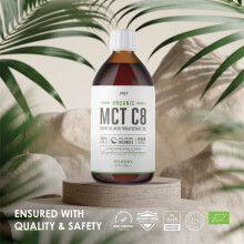 Organic C8 MCT Oil 250ml Glass 99 Cold Pressed C8 Boosts Ketones 4X