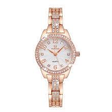 (Rose gold white surface) Premium Women Alloy Quartz Wrist Watch, Fashion Waterproof Watch with Jewelry Clasp for Ladies