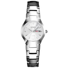 (Silver white face women's model) Premium Unisex New Quartz Watch, Dual Day Date Calendar Waterproof Hot Selling Wrist Watch for Men Women