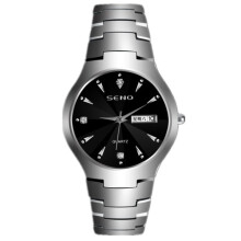 (Silver black face men's model) Premium Unisex New Quartz Watch, Dual Day Date Calendar Waterproof Hot Selling Wrist Watch for Men Women