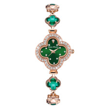 (Green side) Women Fashion Wrist Watch, Slim Bracelet Watch Inlaid Rhinestones Gemstones for Ladies