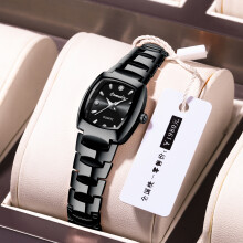 (035 black steel black surface) Women Tungsten Steel Quartz Watch, Small Dial Minimalist Elegant Waterproof Ladies Wristwatch