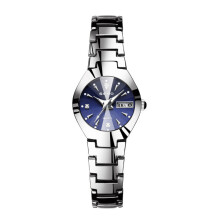 (Silver blue face women's model) Unisex New Quartz Watch, Dual Day Date Calendar Waterproof Hot Selling Wrist Watch for Men Women