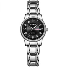 (Silver shell black surface) Ultra Thin Women Quartz Watch, Fashion Calendar Waterproof Ladies Wristwatch