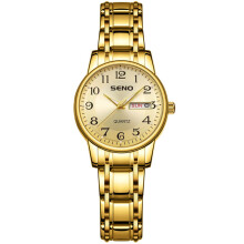 (Gold shell gold surface) Ultra Thin Women Quartz Watch, Fashion Calendar Waterproof Ladies Wristwatch