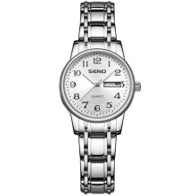 (Silver shell white surface) Ultra Thin Women Quartz Watch, Fashion Calendar Waterproof Ladies Wristwatch