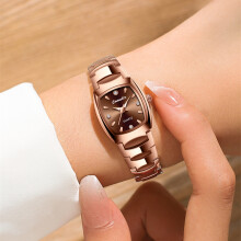(035 rose steel gold surface) Women Tungsten Steel Quartz Watch, Small Dial Minimalist Elegant Waterproof Ladies Wristwatch