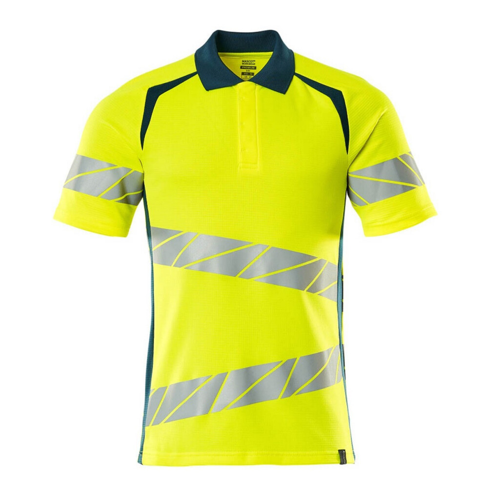 (4Xl, Hi Vis Yellow/Dark Petroleum) Mascot Mens Accelerate Safe Hi-Vis Polo Shirt 5063884031534