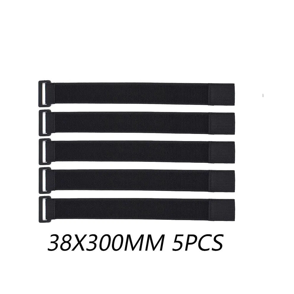 Elastic Hook And Loop Cable Tie Reverse Buckle Stretch Fastener Cable Straps Nylon Extension Strap Cord Wrap Organizer 38X300mm | 5Pcs 5051227679314