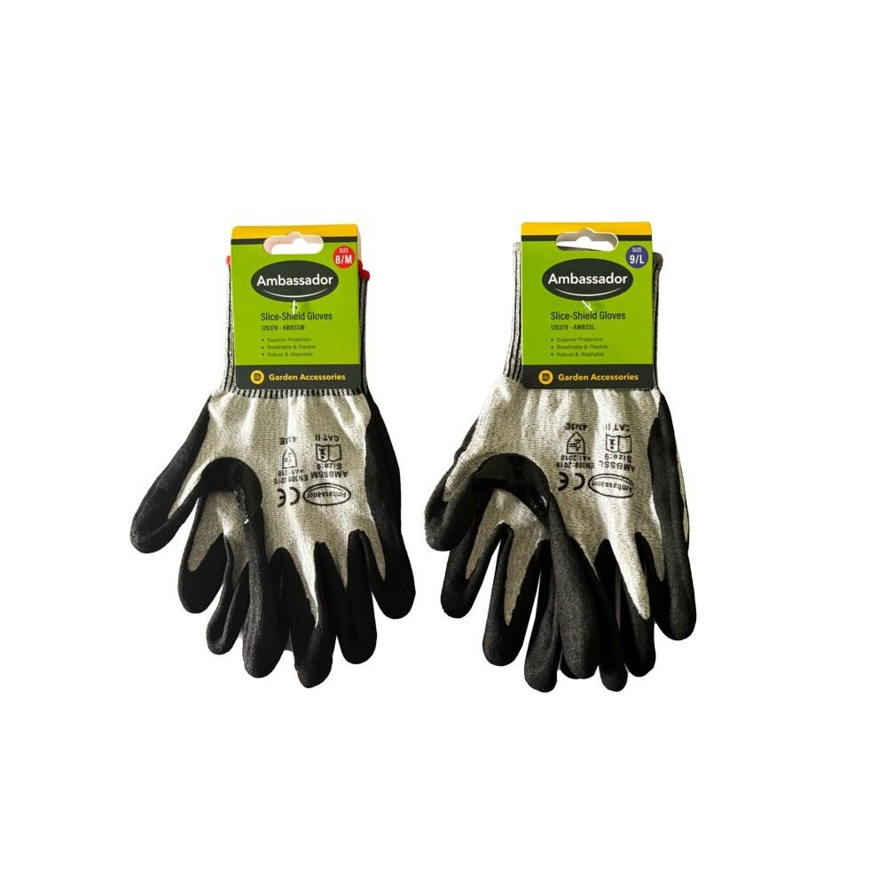 (M, Grey/Black) Ambassador Nitrile Coated Gardening Gloves 5063884754693
