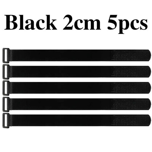 Hook Loop Fastener Strap Reusable Nylon Cable Ties for Cable Fixation Diy Multipurpose Accessories Black 2cm 5pcs | 2cmx45cm