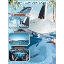 (Webcam 90 minutes) 2.4G Remote Control Shark Toy with 4K HD Camera, Light & Spray Water for Swimming Pool Toys