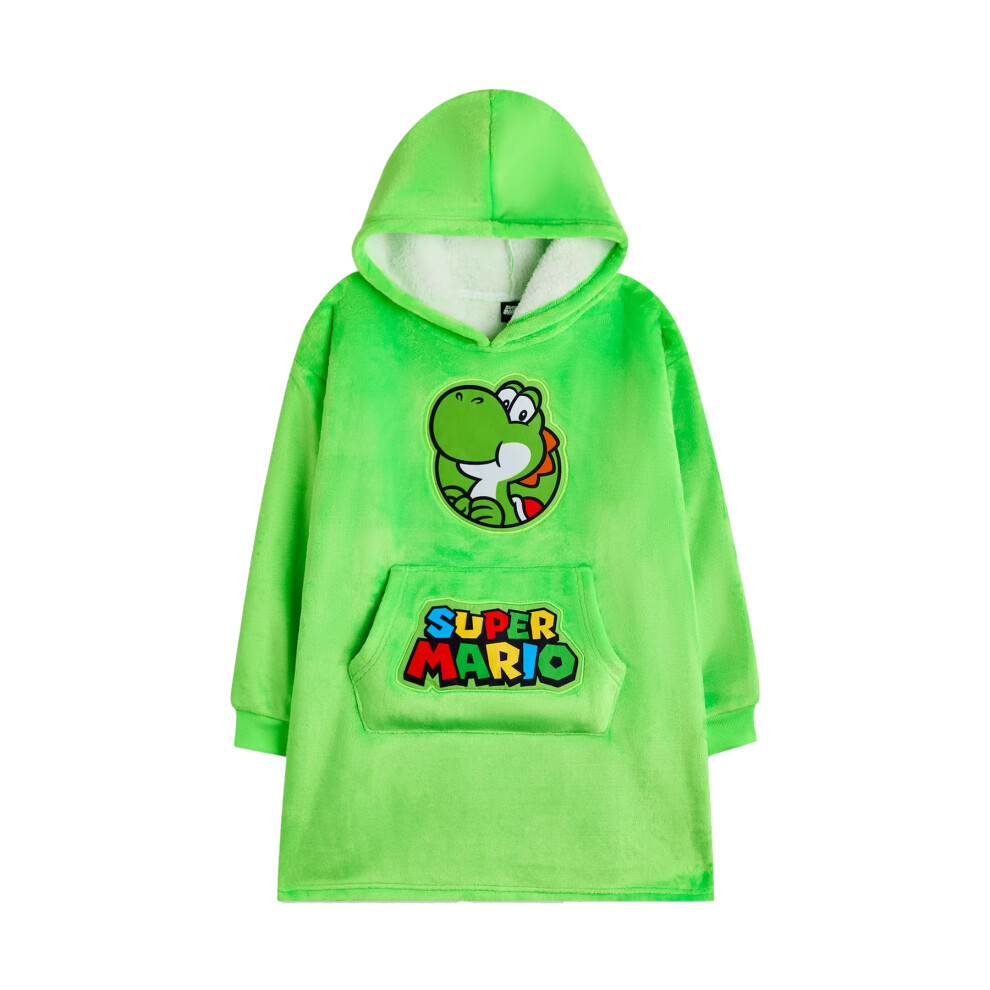 Super Mario (9-13 Years, ) Childrens/Kids Yoshi Blanket Hoodie Green