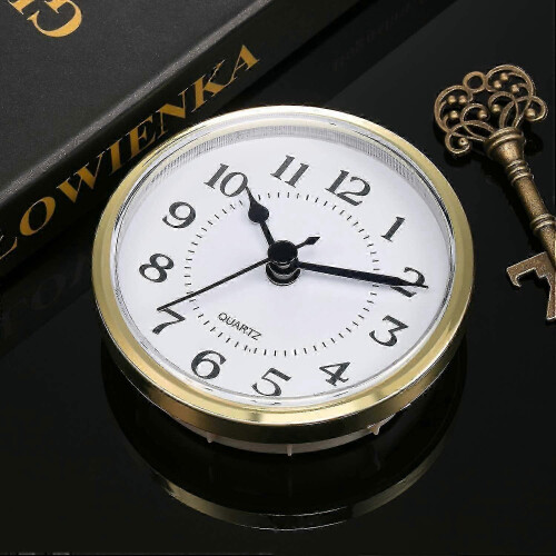 90mm clock insert for quartz movement with gold rim numerals 2