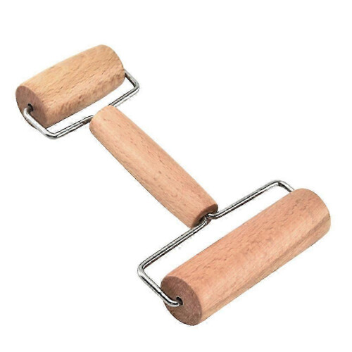 Dough roller for baking with wooden double heads and pastry tools 2