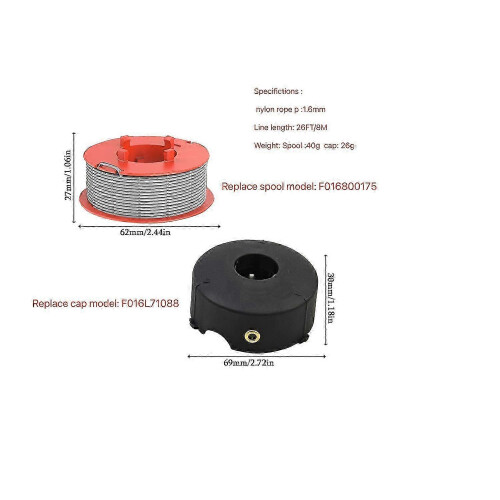 2 spool thread for Bosch ART 23 lawn mower, includes reel cap 1