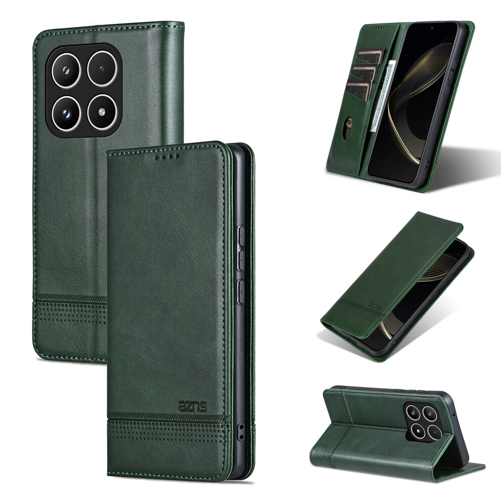 (Green) Azns For Xiaomi 17 Case Cowhide Texture Pu Leather Wallet Phone Cover Green 6914295918534