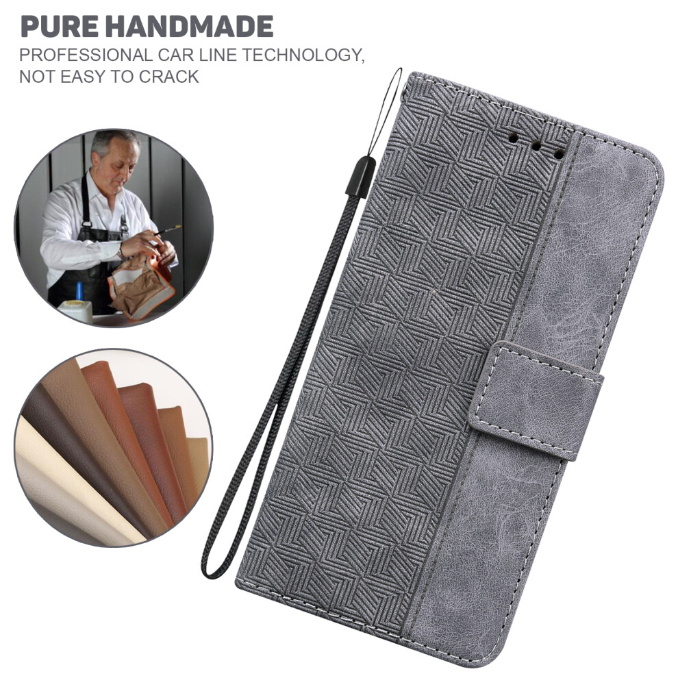 (Grey) For Honor 400 Smart 5G / 4G / X7d 4G Case Geometry Pattern Leather Wallet Phone Cover With Wrist Strap Grey 6914293365040