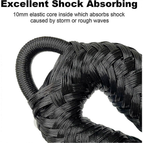 Bungee rope for boat dock, 4 ft mooring line with hook 2 pack black 2