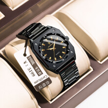 (P788 black shell black surface steel belt model) Premium Women’s Vintage Square Quartz Watch, Luminous Hard Mineral Glass Steel Band