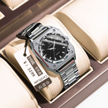 (P788 silver shell black surface steel belt model) Women’s Vintage Square Quartz Watch, Luminous Hard Mineral Glass Steel Band
