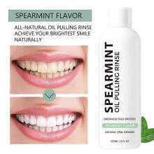 1pcs White Spearmint Oil Pulling Rinse, Cold-Pressed Coconut Oil Mouthwash for Teeth Whitening & Gums Care