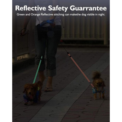 Retractable Double Leash - HAUTSTORE - 3m - Durable Nylon - Reflective Thread - Shockproof 2