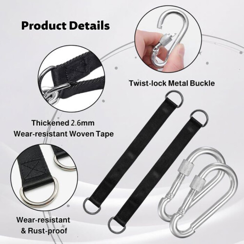 Swing Fixing Kit - Black - Tear-Resistant Nylon Straps - 200 kg Capacity - Easy Assembly 2