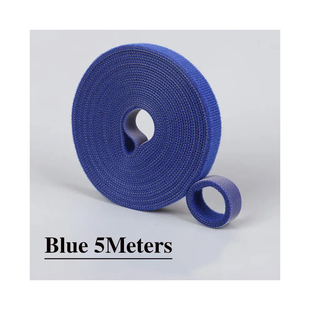 Double Side Hook And Loop Tape Reusable Fastening Tape Cable Ties For Diy Home Office Wire Bundling Blue | 10Mm 5Meter 5051227680655