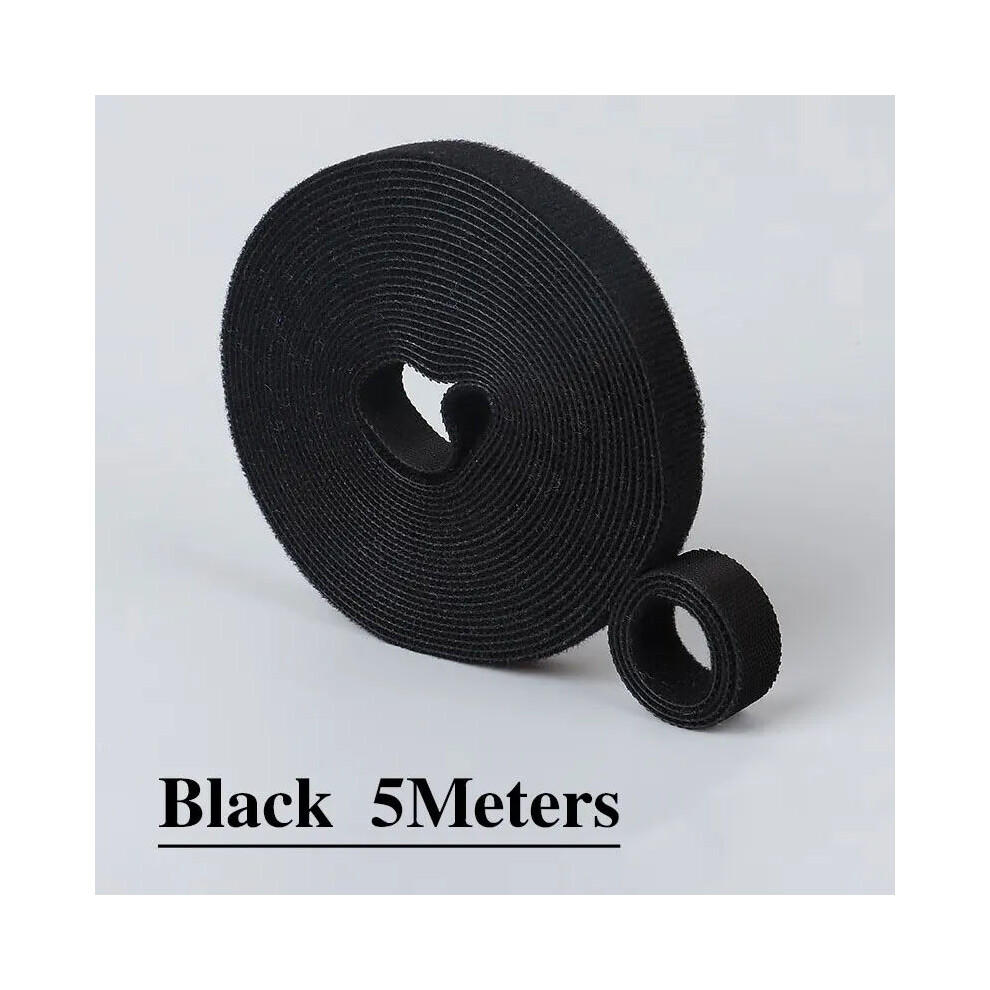 Double Side Hook And Loop Tape Reusable Fastening Tape Cable Ties For Diy Home Office Wire Bundling Black | 20Mm 5Meter 5051227680617