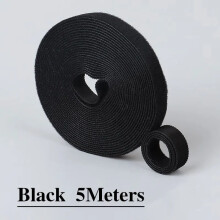 Double Side Hook and Loop Tape Reusable Fastening Tape Cable Ties for DIY Home Office Wire Bundling black | 25mm 5Meter