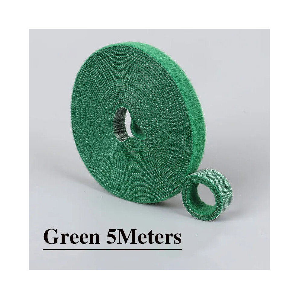 Double Side Hook And Loop Tape Reusable Fastening Tape Cable Ties For Diy Home Office Wire Bundling Green | 20Mm 5Meter 5051227680730