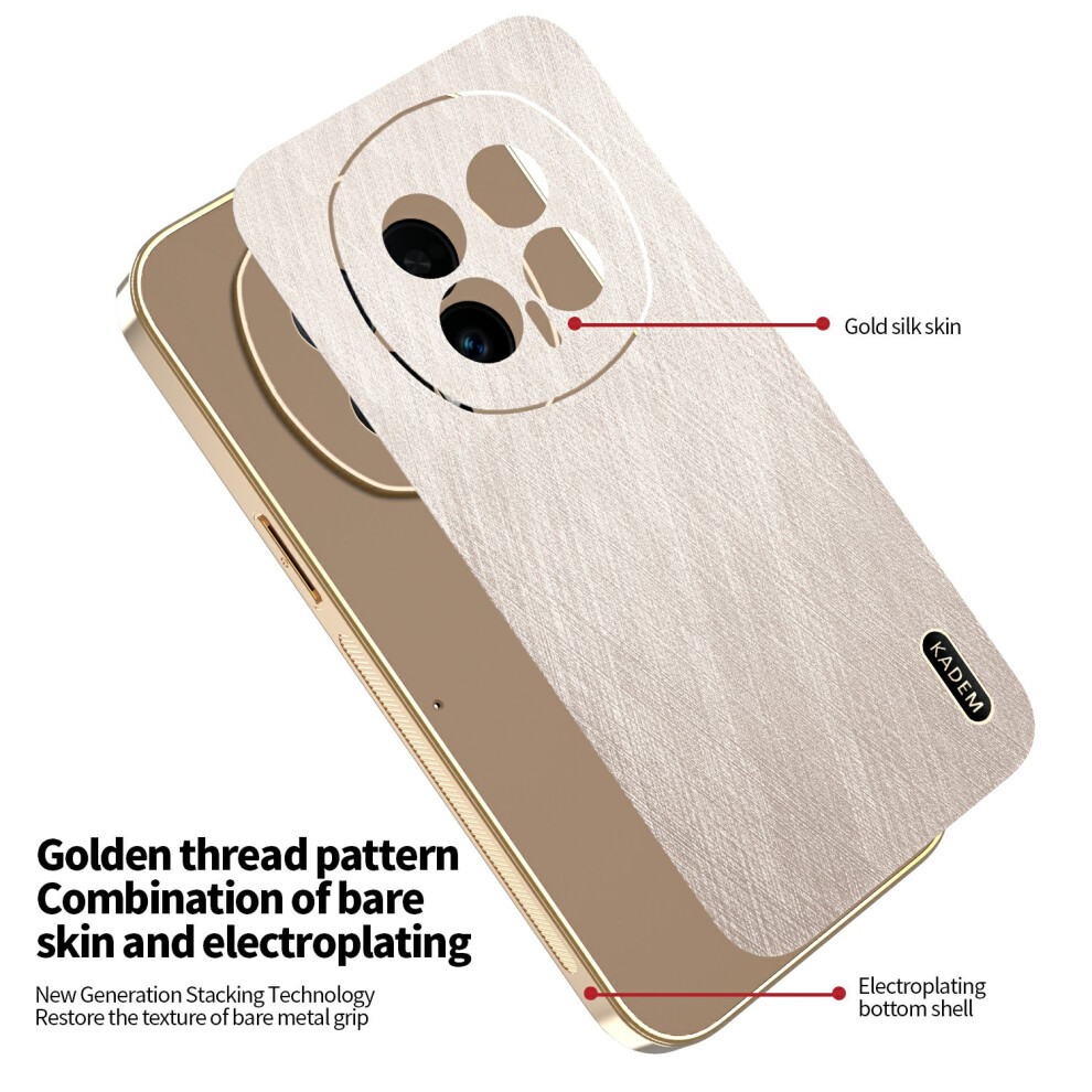 (Gold) Kadem For Honor Magic8 5G Case Electroplating Silk Texture Pu + Tpu Phone Back Cover Gold 6914297123158