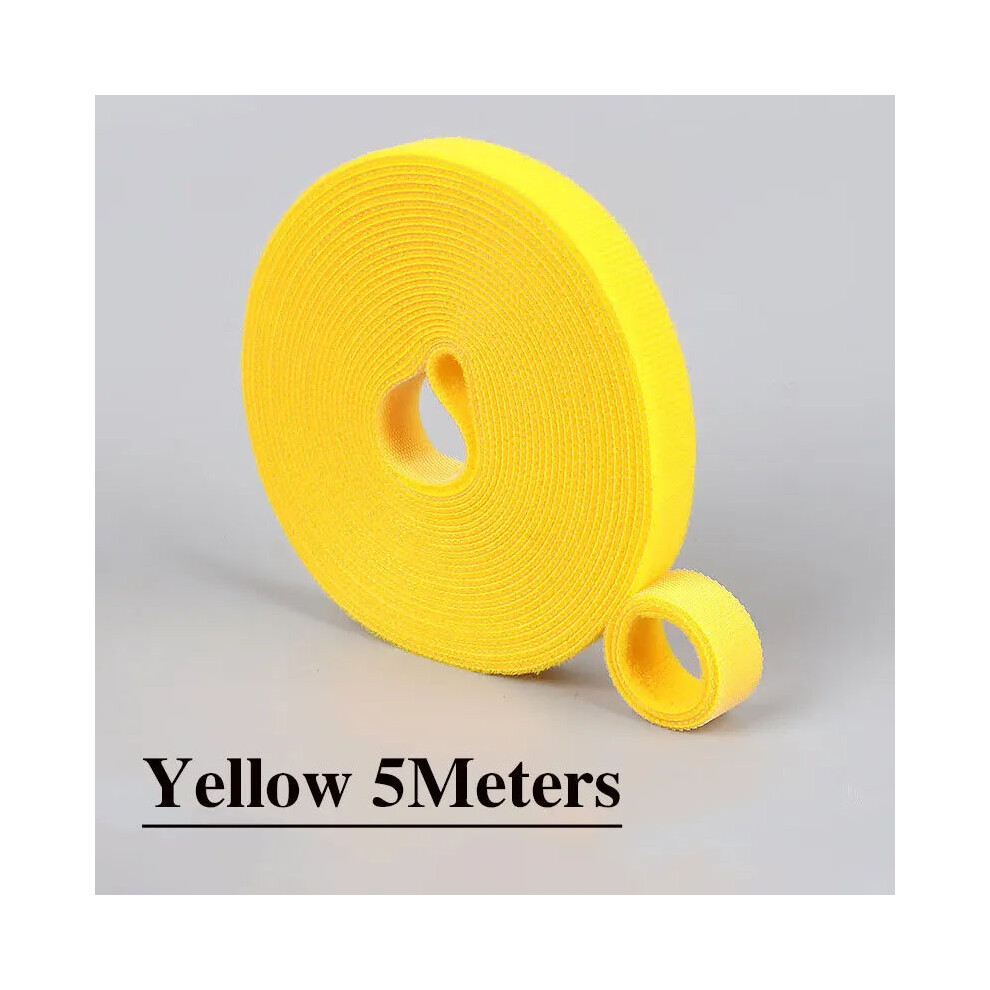 Double Side Hook And Loop Tape Reusable Fastening Tape Cable Ties For Diy Home Office Wire Bundling Yellow | 25Mm 5Meter 5051227680921
