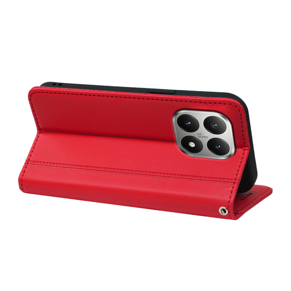 (Red) For Xiaomi 15T Wallet Case Magnetic Closing Pu Leather Phone Cover With Wrist Strap Red 6914299209218