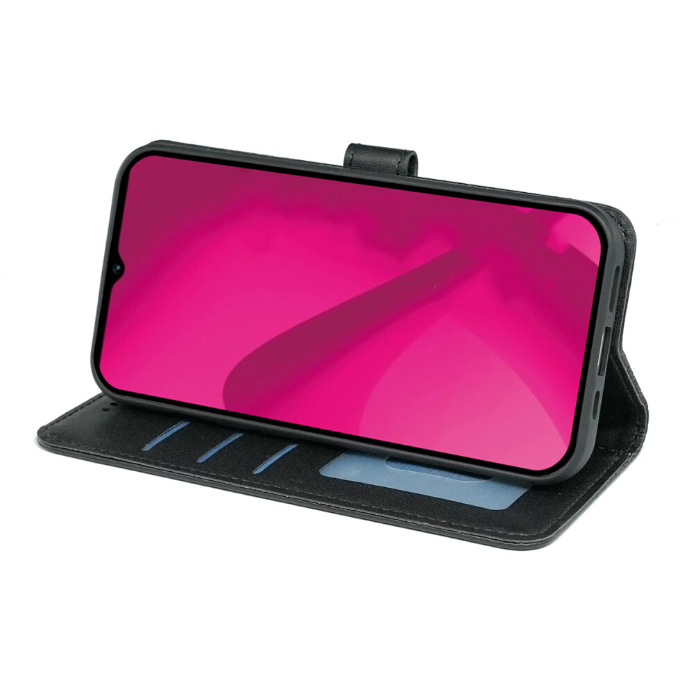 (Black) For T-Mobile Revvl 8 Wallet Phone Case Pattern Imprint Leather Flip Cover Black 6914294271654