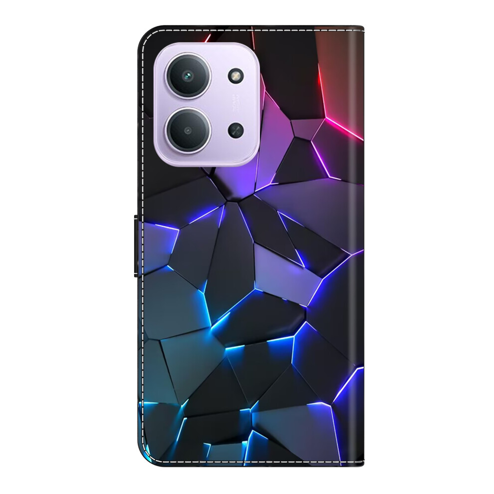 ( Cracks) Phone Case For Xiaomi Redmi 15C 5G (Eu) (173Mm) / 4G (Eu) (173Mm) / Poco C85 4G (173Mm) Pattern Printed Tpu + Pu Lea Blue 6914298405147