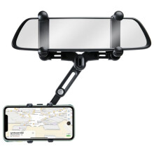 Supporto per Telefono per Specchietto Retrovisore per Auto, Supporto per Telefono per Auto Ruotabile e Retrattile a 360, Supporto per Telefono Più
