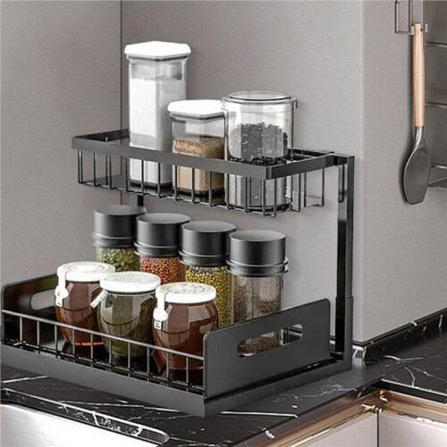 2 Tier Under Sink Organizers and Storage with Sliding Drawer Multi-Purpose Kitchen Bathroom Storage Rack Organization 2