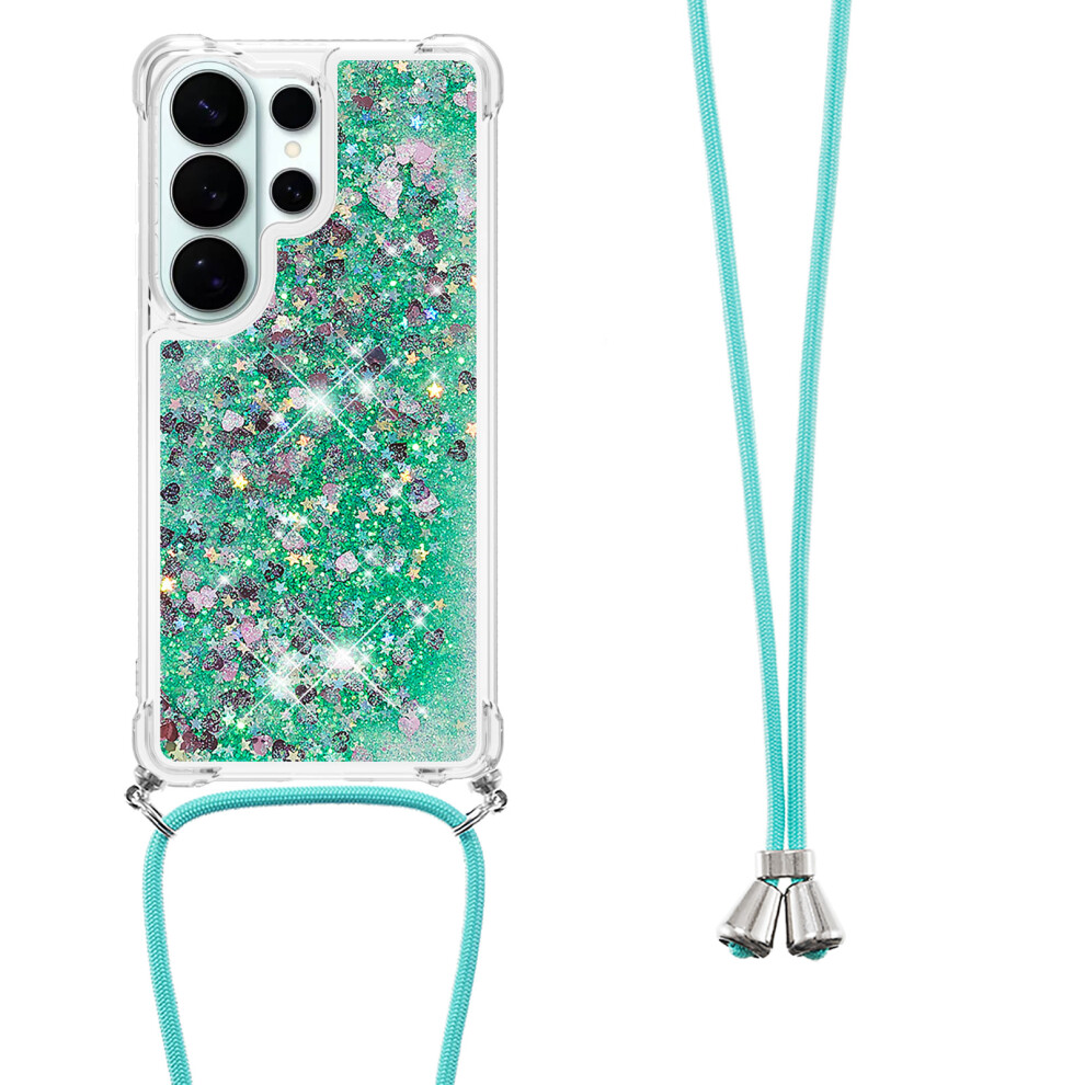 ( / Hearts) For Samsung Galaxy S26 Ultra Tpu Case Quicksand Phone Cover With Lanyard Green 6914294092372