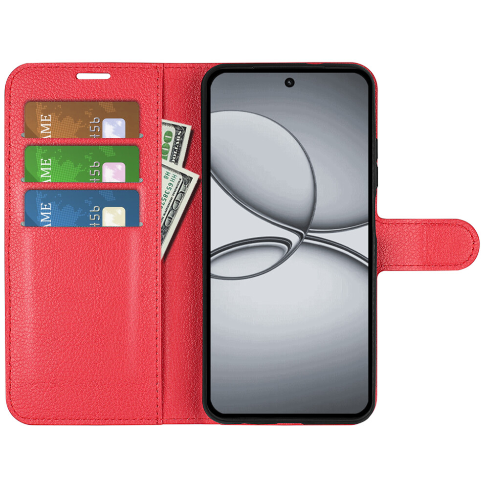 (Red) Amorus For Realme 15T 5G Wallet Case Litchi Texture Shockproof Leather Flip Stand Phone Cover Red 6914299721697