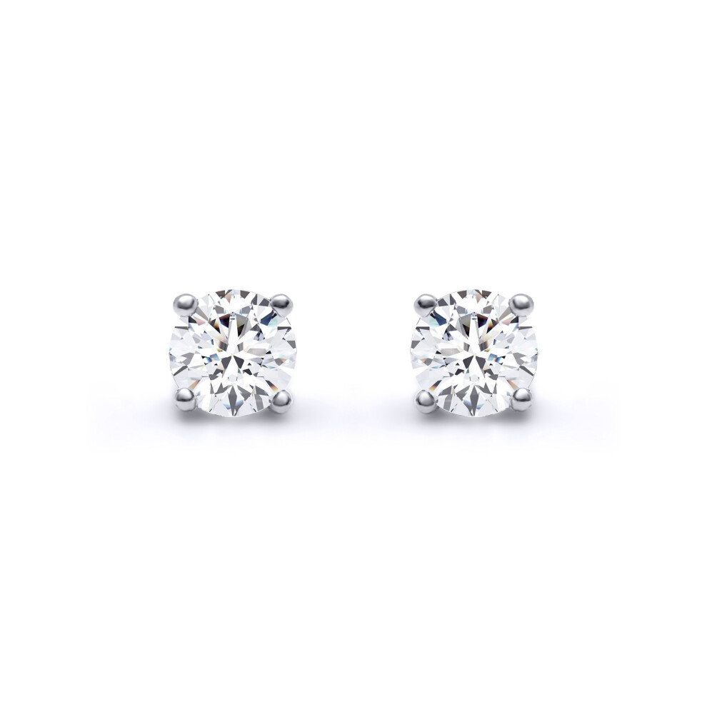 Jewelco London 9Ct White Gold Round Brilliant Lab Grown Diamond Solitaire Stud Earrings, 0.50Ct - Lab9e096-050 White,Gold