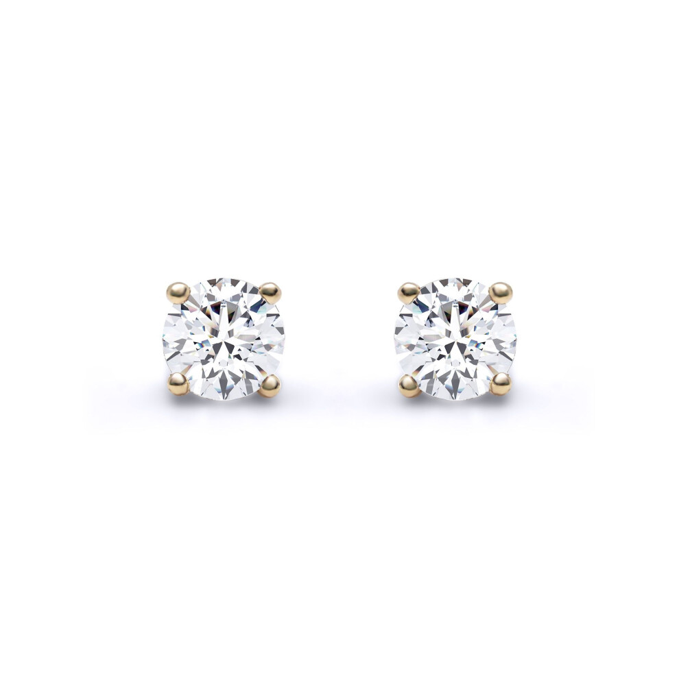 Jewelco London 18Ct Yellow Gold Round Brilliant Lab Grown Diamond Solitaire Stud Earrings, 0.50Ct - Lab18e001-050 Gold,Yellow