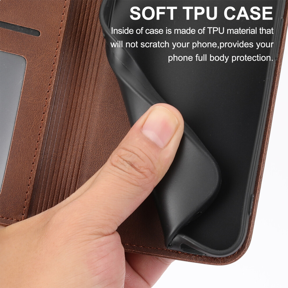 (Brown) For Xiaomi 15T Case Calf Texture Pu Leather Wallet Phone Cover With Wrist Strap Brown 6914297857770