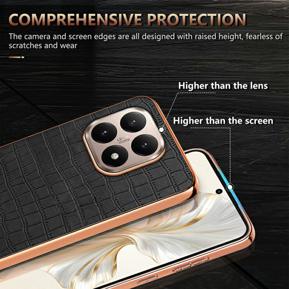 (Green) Azns For Xiaomi 15T Case Electroplating Crocodile Texture Pu + Tpu Phone Cover Green 6914294554139