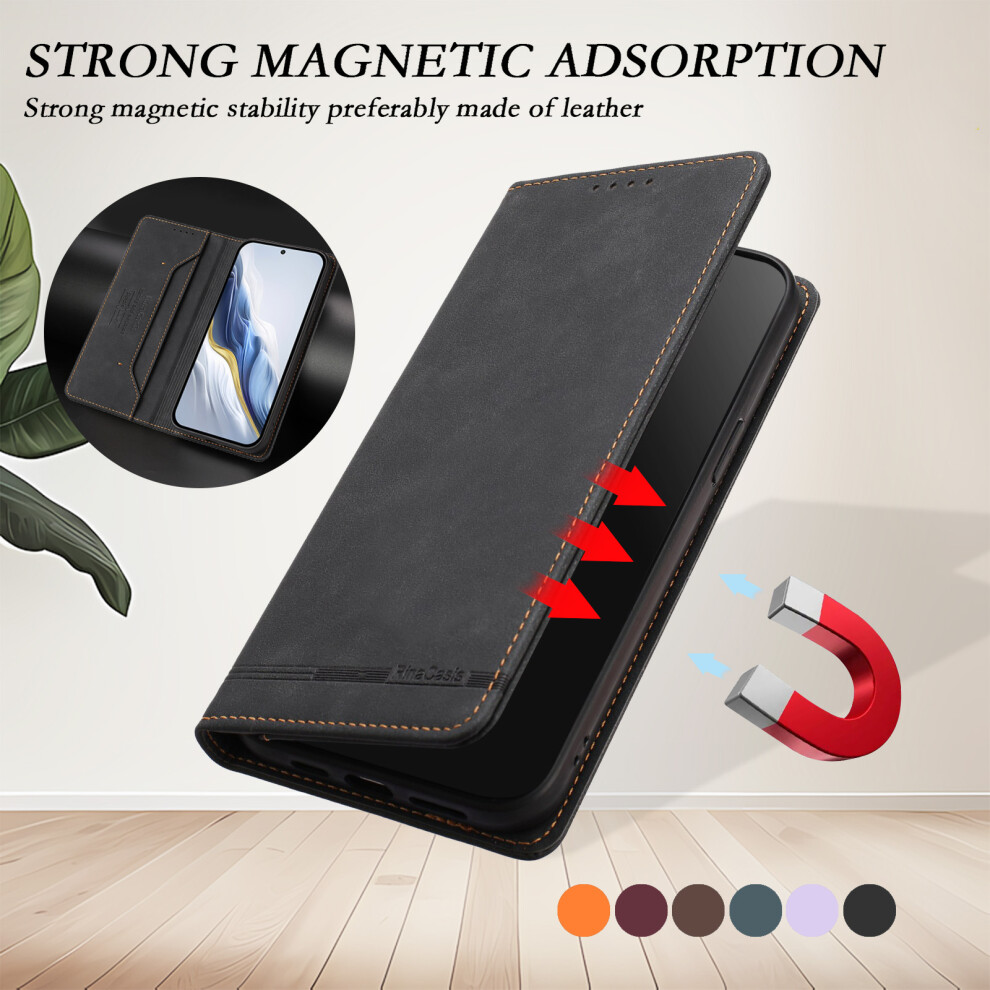 (Black) For Vivo V60 5G Case Rinacasis Rc23 Rfid Blocking Wallet Stand Pu Leather Phone Cover Black 6914295066075